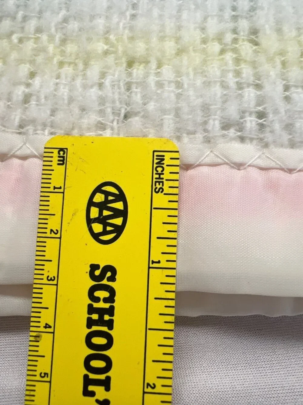 Vintage Baby Blanket Pastel Stripes Nylon Trim Waffle Weave Acrylic